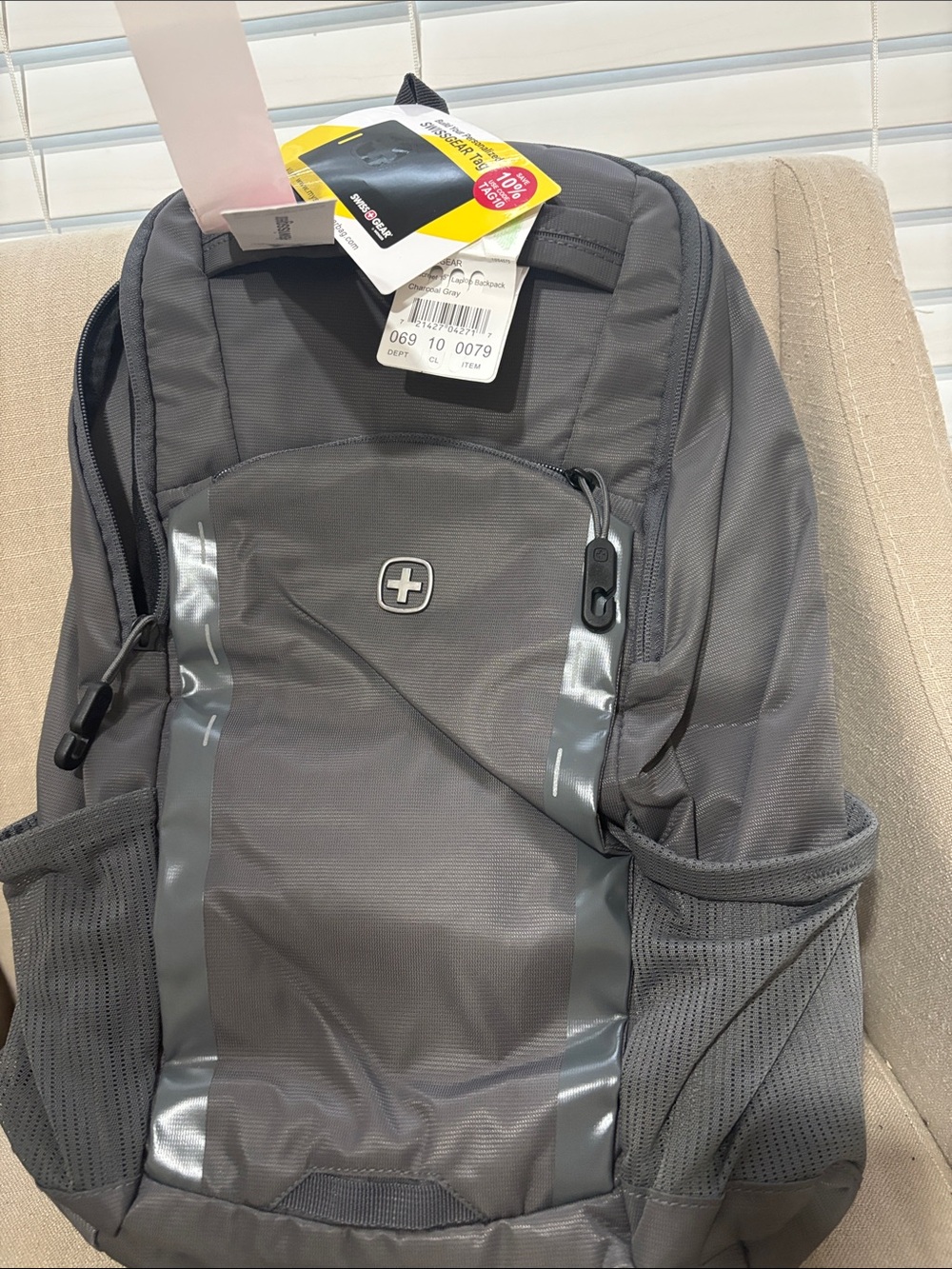 SwissGear Gray Backpack with Reflective Trim